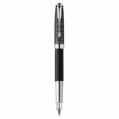 Image of PARKER Sonnet FP - Black Cisele Chrome Trim