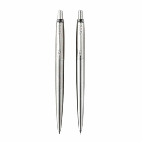 Image of PARKER Jotter Ballpoint Pen & Pencil Set - Stainless Steel
