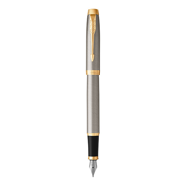PARKER IM Fountain Pen - Brushed Metal Gold Trim
