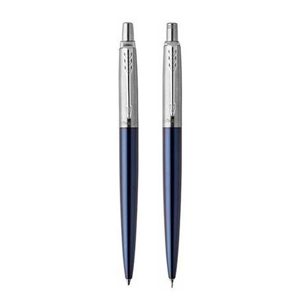 Image of PARKER Jotter Ballpoint Pen & Pencil Set - Royal Blue Chrome
